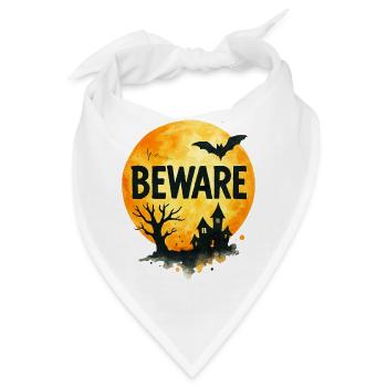 Gruseliges Spukhaus für Halloween - Bandana - Weiß - Vorne