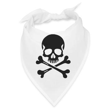 Klassischer Jolly Roger Totenschädel - Bandana - Weiß - Vorne