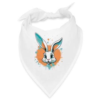 Hasenkopf mit Farbspritzern - Bandana - Weiß - Vorne
