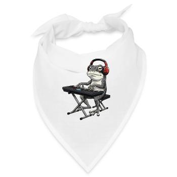 Frosch mit Keyboard und Kopfhörern - Bandana - Weiß - Vorne