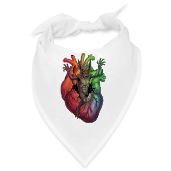 Herzmonster im Regenbogensturm - Bandana - Weiß - Vorne