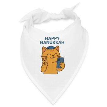 Mauzzel Tov Chanukka Jüdische Katze machen Selfie - Bandana - Weiß - Vorne