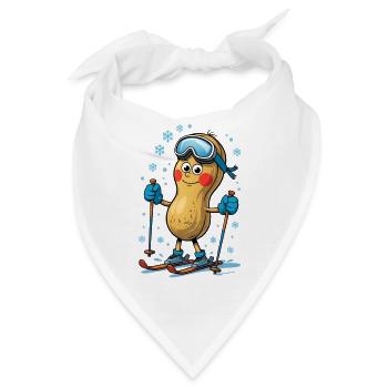 Erdnuss Skifahrer mit Ski - Bandana - Weiß - Vorne