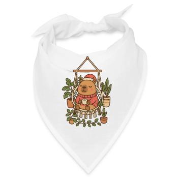 Cozy Capybara Weihnachten – Boho Hygge Stil ☕ - Bandana - Weiß - Vorne