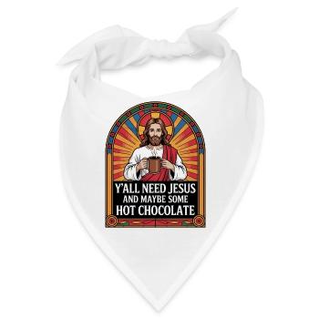 Jesus mit Kaffee und Kakao - Bandana - Weiß - Vorne