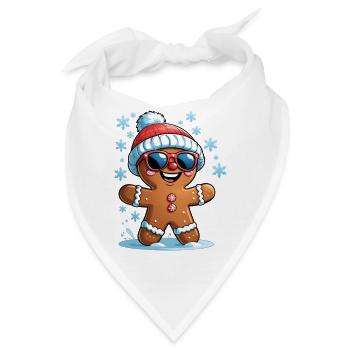 Winter Lebkuchen mit Sonnenbrille - Bandana - Weiß - Vorne