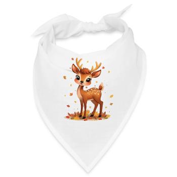 Rehkitz im Herbstlicht und fallenden Blättern - Bandana - Weiß - Vorne