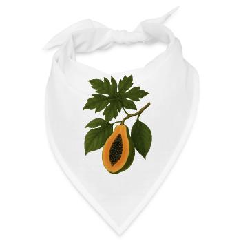 Vintage Botanische Papaya Frucht Illustration - Bandana - Weiß - Vorne