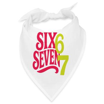 SIX SEVEN - 6 7 Pop Retro Typografisches Design - Bandana - Weiß - Vorne