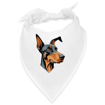 Dobermann Kopf Cartoon Illustration - Bandana - Weiß - Vorne