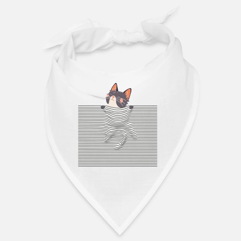 Curious Cat – Funny Optical Line Art Bandana