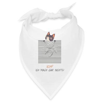 Neugierige Katze – Lustiger 3D-Linien-Effekt - Bandana - Weiß - Vorne
