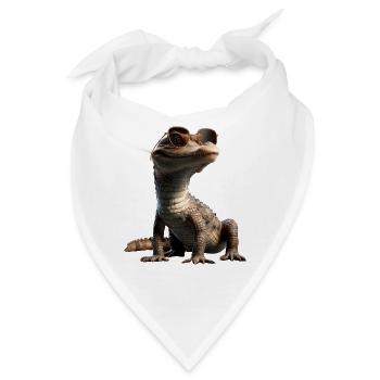 Kaiman Krokodil Alligator Reptilien Kroko Kaimane - Bandana - Weiß - Vorne