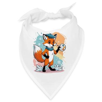 Fuchs Künstler mit Farbpalette - Bandana - Weiß - Vorne