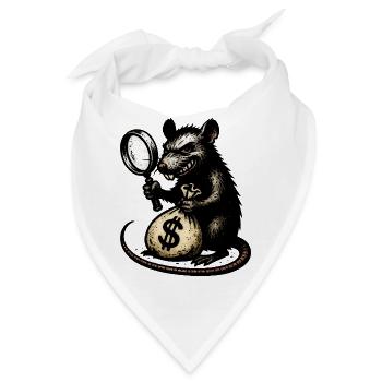 Ratte mit Lupe und Geldsack - Bandana - Weiß - Vorne