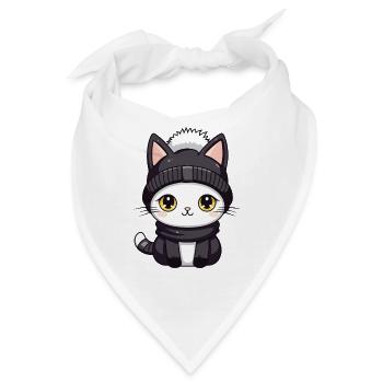 Katze Winter Tier Baby Comic - Bandana - Weiß - Vorne