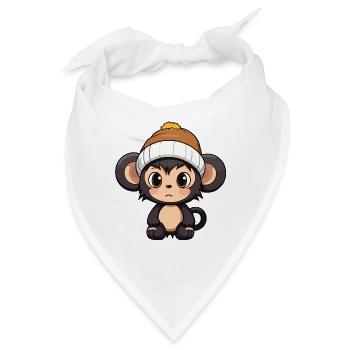 Affe Winter Tier Baby Comic - Bandana - Weiß - Vorne