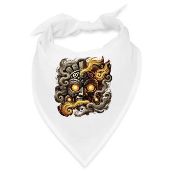 Feuermaske Totemmotiv Azteken - Bandana - Weiß - Vorne