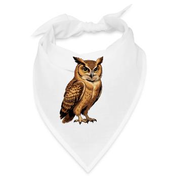 Waldkauz Portrait in Naturtönen - Bandana - Weiß - Vorne