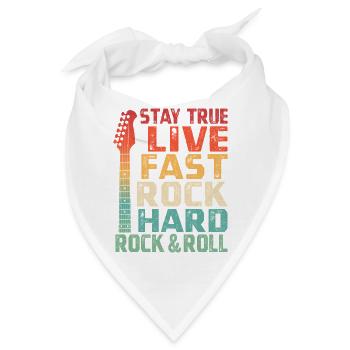 Stay True Rock Hard Rock & Roll Rock Band - Bandana - Weiß - Vorne