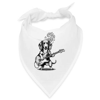 Musikalischer Dackel Gitarrenkunst - Bandana - Weiß - Vorne