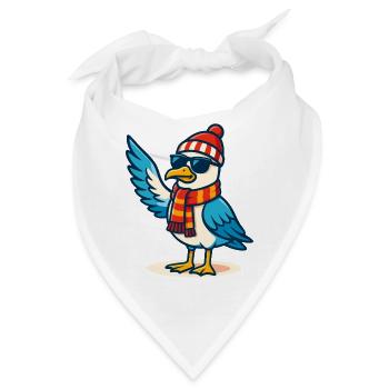 Coole Möwe mit Sonnenbrille & Mütze - Bandana - Weiß - Vorne