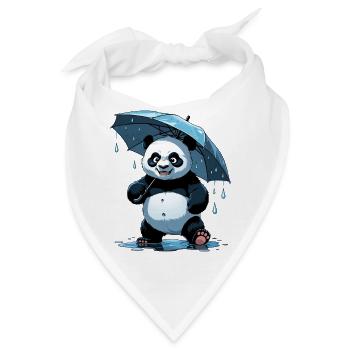 Panda Unter Regenschirm - Bandana - Weiß - Vorne