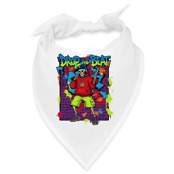 Drop the Beat – Skelett Rapper Graffiti Streetwear - Bandana - Weiß - Vorne