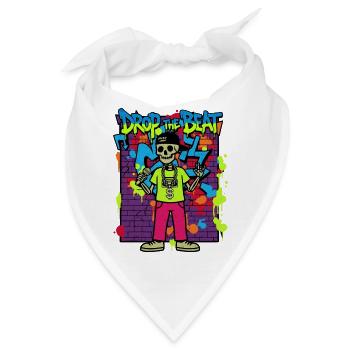 Drop the Beat – Neon Skelett Rapper Graffiti 90er - Bandana - Weiß - Vorne