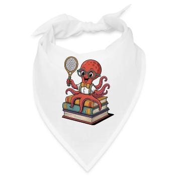 Nerdiger Tennis Oktopus Mit Brille - Bandana - Weiß - Vorne