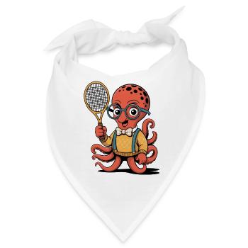 Nerdiger Tennis Oktopus Mit Brille - Bandana - Weiß - Vorne