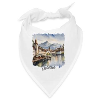 Aquarell aus Luzern, ich liebe Luzern - Bandana - Weiß - Vorne