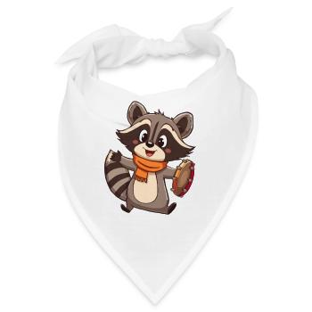 Raccoon mit Tamburin und Schal - Bandana - Weiß - Vorne