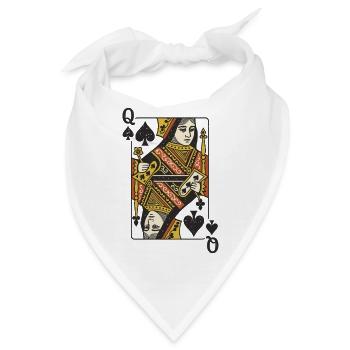 Königin der Pik Spielkartenkunst - Bandana - Weiß - Vorne
