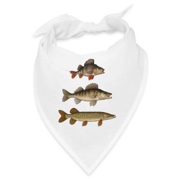 Hecht Zander Barsch Raubfische Angeln Angler - Bandana - Weiß - Vorne