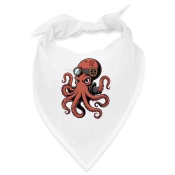 Oktopus Im Steampunk Stil Mit Monokel - Bandana - Weiß - Vorne