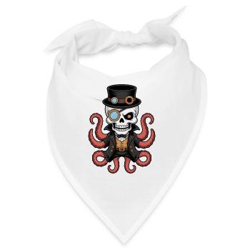 Oktopus Im Steampunk Stil Mit Monokel - Bandana - Weiß - Vorne
