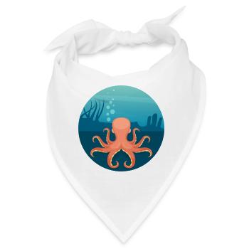 Nautic Design Unterwasser Oktopus Kreis Kunst - Bandana - Weiß - Vorne