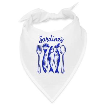 Sardinen Festmahl Blau Illustration - Bandana - Weiß - Vorne