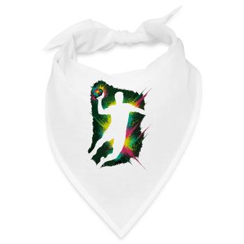 Handball Sprungwurf Spieler Silhouette Action - Bandana - Weiß - Vorne