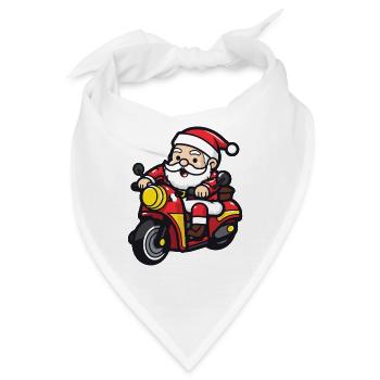 Weihnachtsmann Santa Fahrzeug - Bandana - Weiß - Vorne