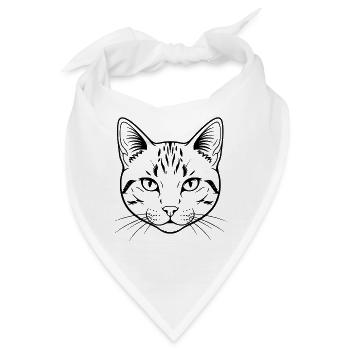 Minimalistischer Katzenkopf - Bandana - Weiß - Vorne