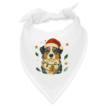 Süßer Australian Shepherd im Weihnachtsdesign - Bandana - Weiß - Vorne