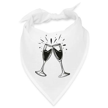 Sekt-Prosecco-Glas-black - Bandana - Weiß - Vorne