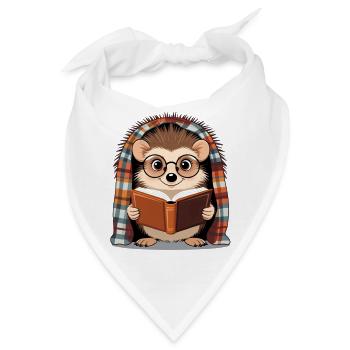 Igel liest Buch unter Plaid - Bandana - Weiß - Vorne