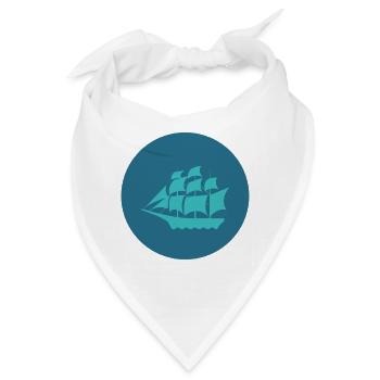 Nautic Design Blaues Schiff Silhouette Kreis - Bandana - Weiß - Vorne