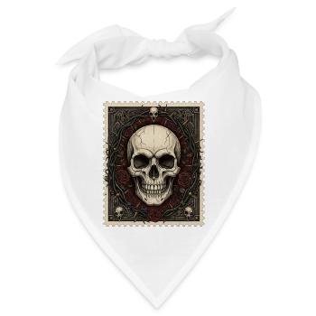Totenschädel Krone aus Rosen Gothic Kunst - Bandana - Weiß - Vorne