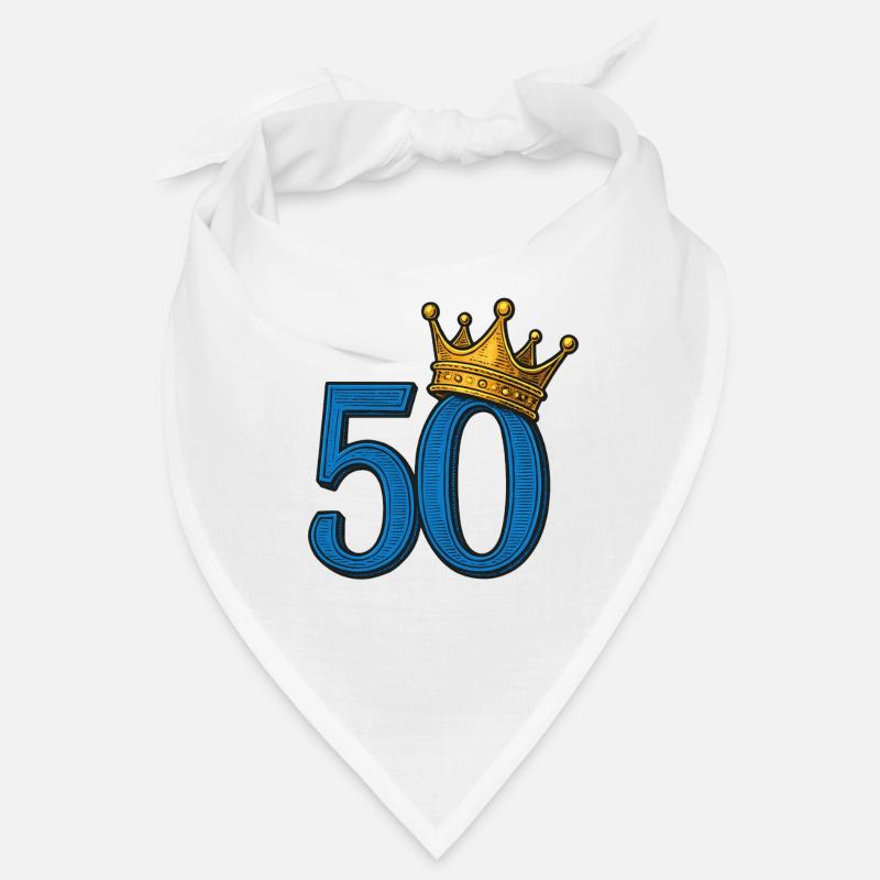 Blaue 50 mit goldener Krone – Edles Geburtstagsdes Bandana