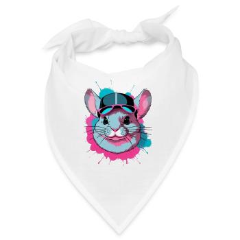 Buntes Chinchilla mit Mütze und Sonnenbrille - Bandana - Weiß - Vorne