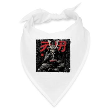 Samurai Cat Ramen Japan Streetwear Design - Bandana - Weiß - Vorne